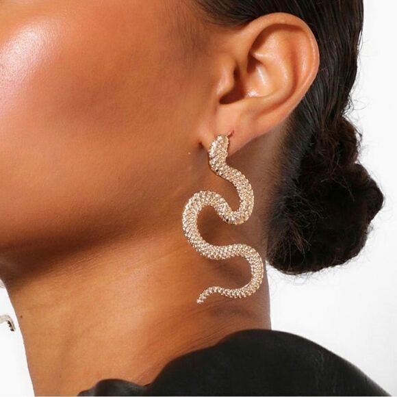 Snake earrings in gold #130 - Picture 1 of 5